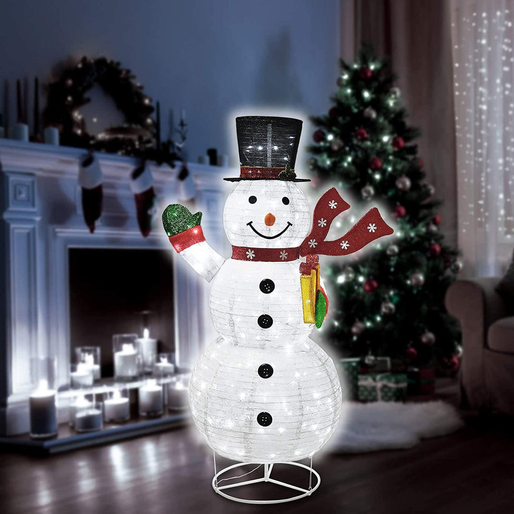 6FT Christmas Snowman 200 LED Warm White with  Lights, Foldable/Pop Up Decorations for Xmas Indoor Outdoor Decor