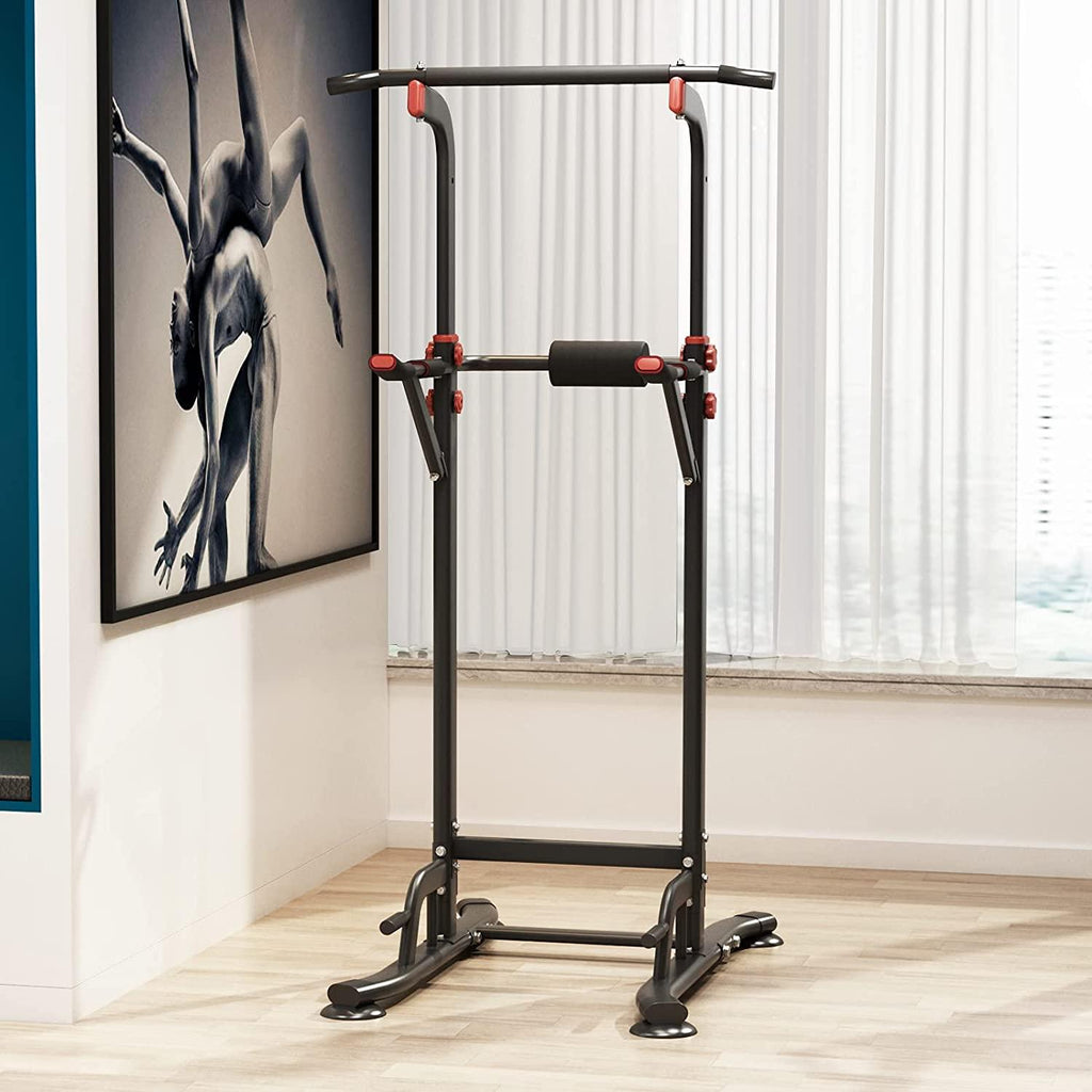 SOGES Power Tower Pull Up Bar Dip Station Adjustable Height,Black