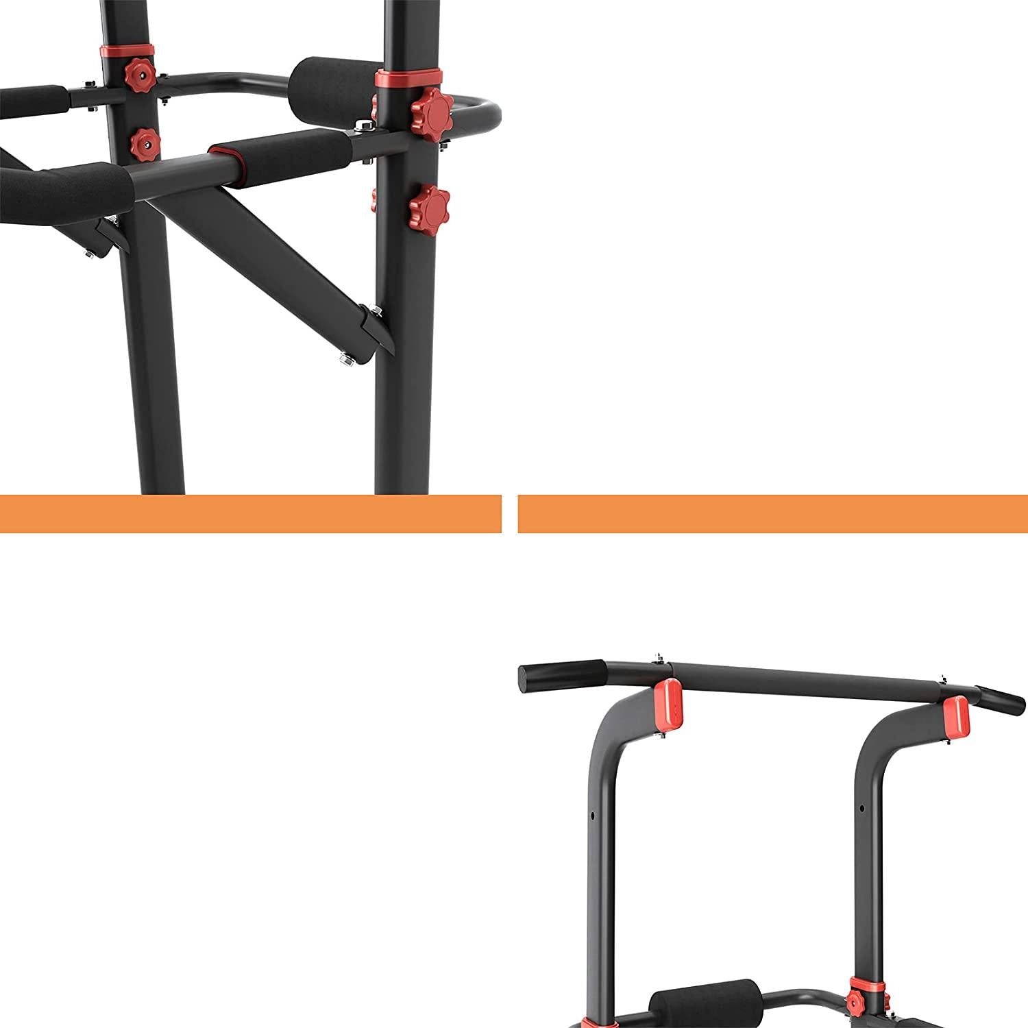 SOGES Power Tower Pull Up Bar Dip Station Adjustable Height,Black
