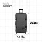 Tranverz - Suitcase with Wheels - Rolling Luggage for Travel with TSA Lock, 2 Wheels, 2 Compartments, and Compression Straps - M, Black Denim