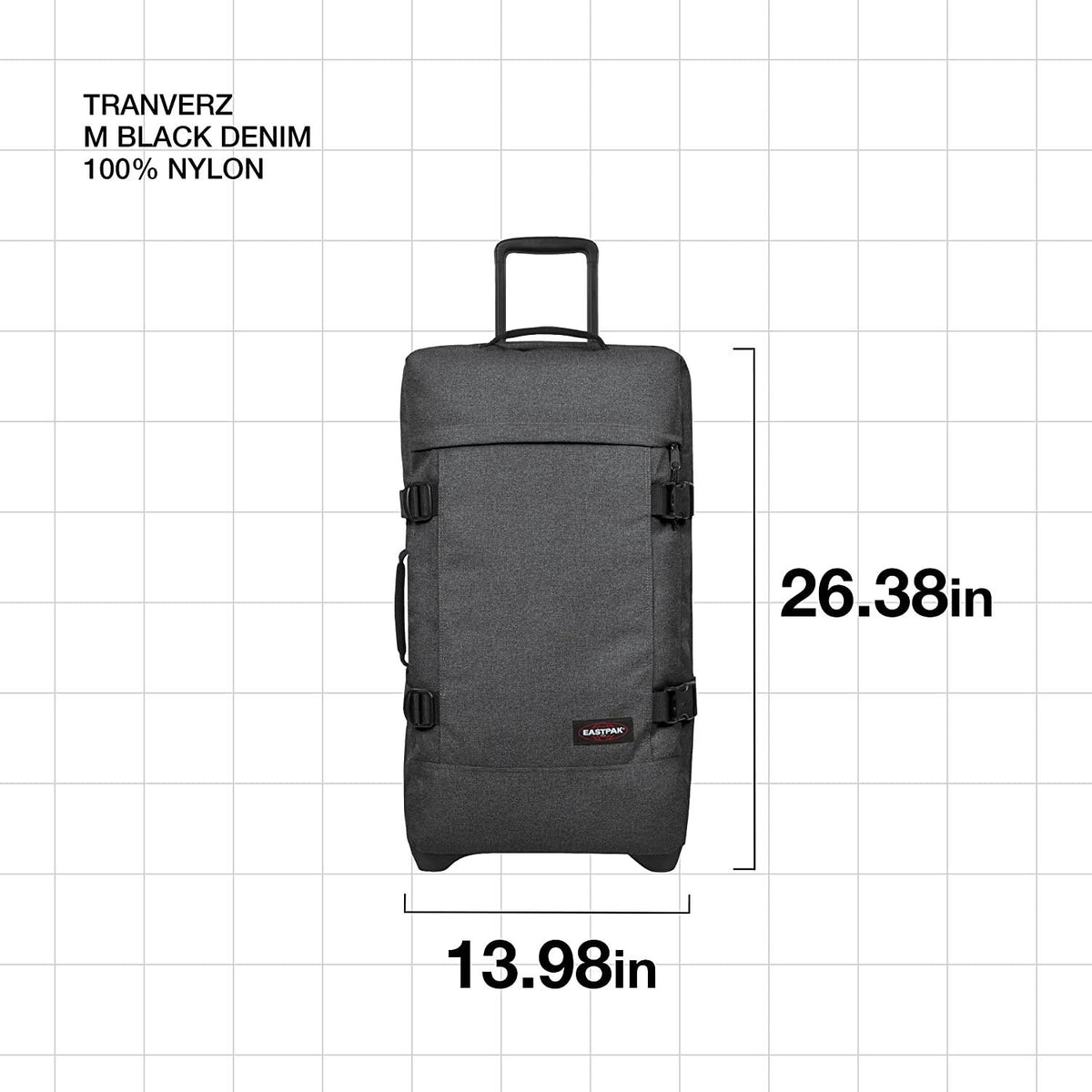 Tranverz - Suitcase with Wheels - Rolling Luggage for Travel with TSA Lock, 2 Wheels, 2 Compartments, and Compression Straps - M, Black Denim