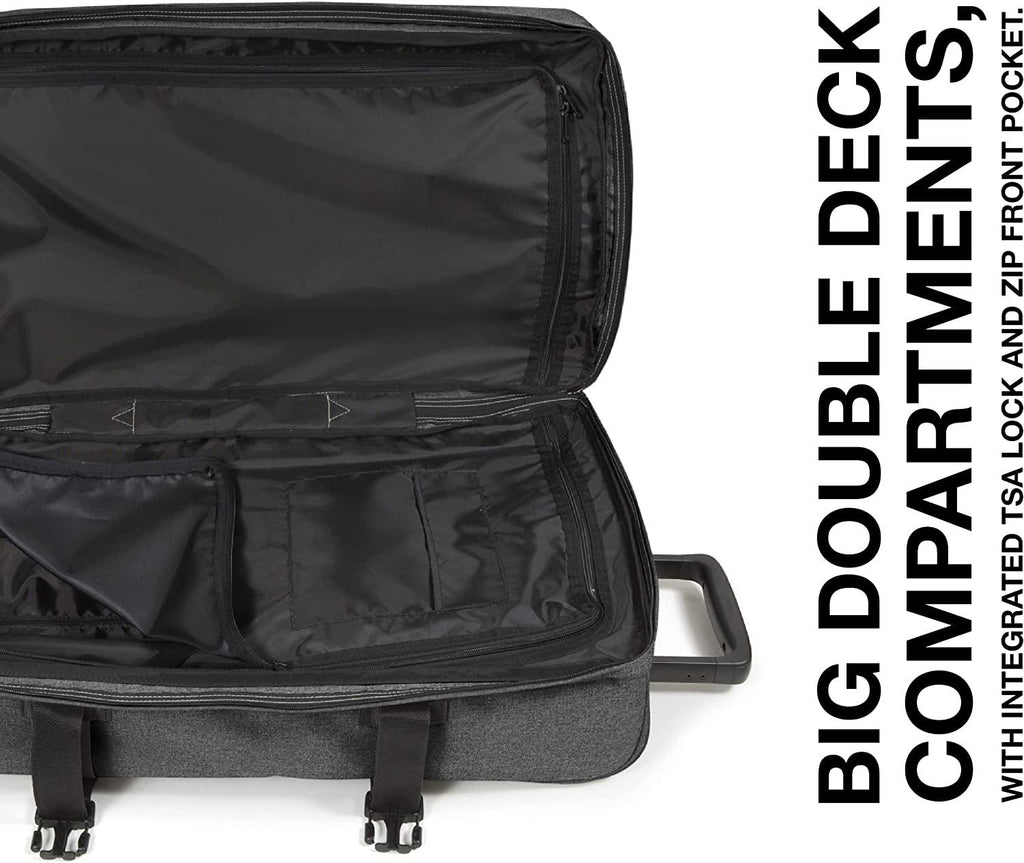 Tranverz - Suitcase with Wheels - Rolling Luggage for Travel with TSA Lock, 2 Wheels, 2 Compartments, and Compression Straps - M, Black Denim