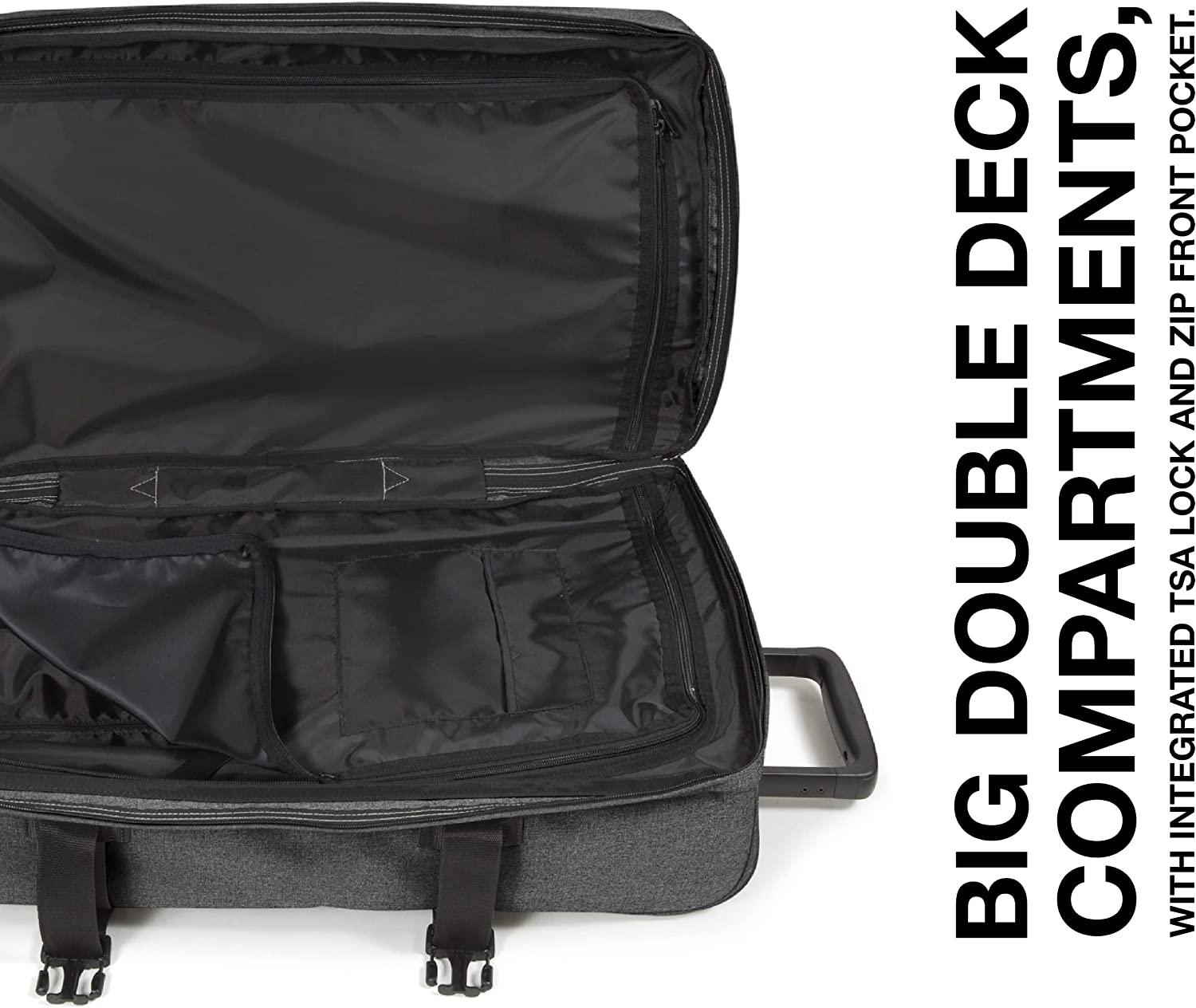 Tranverz - Suitcase with Wheels - Rolling Luggage for Travel with TSA Lock, 2 Wheels, 2 Compartments, and Compression Straps - M, Black Denim
