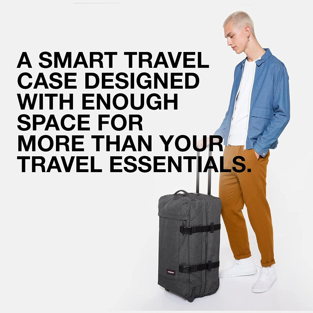 Tranverz - Suitcase with Wheels - Rolling Luggage for Travel with TSA Lock, 2 Wheels, 2 Compartments, and Compression Straps - M, Black Denim