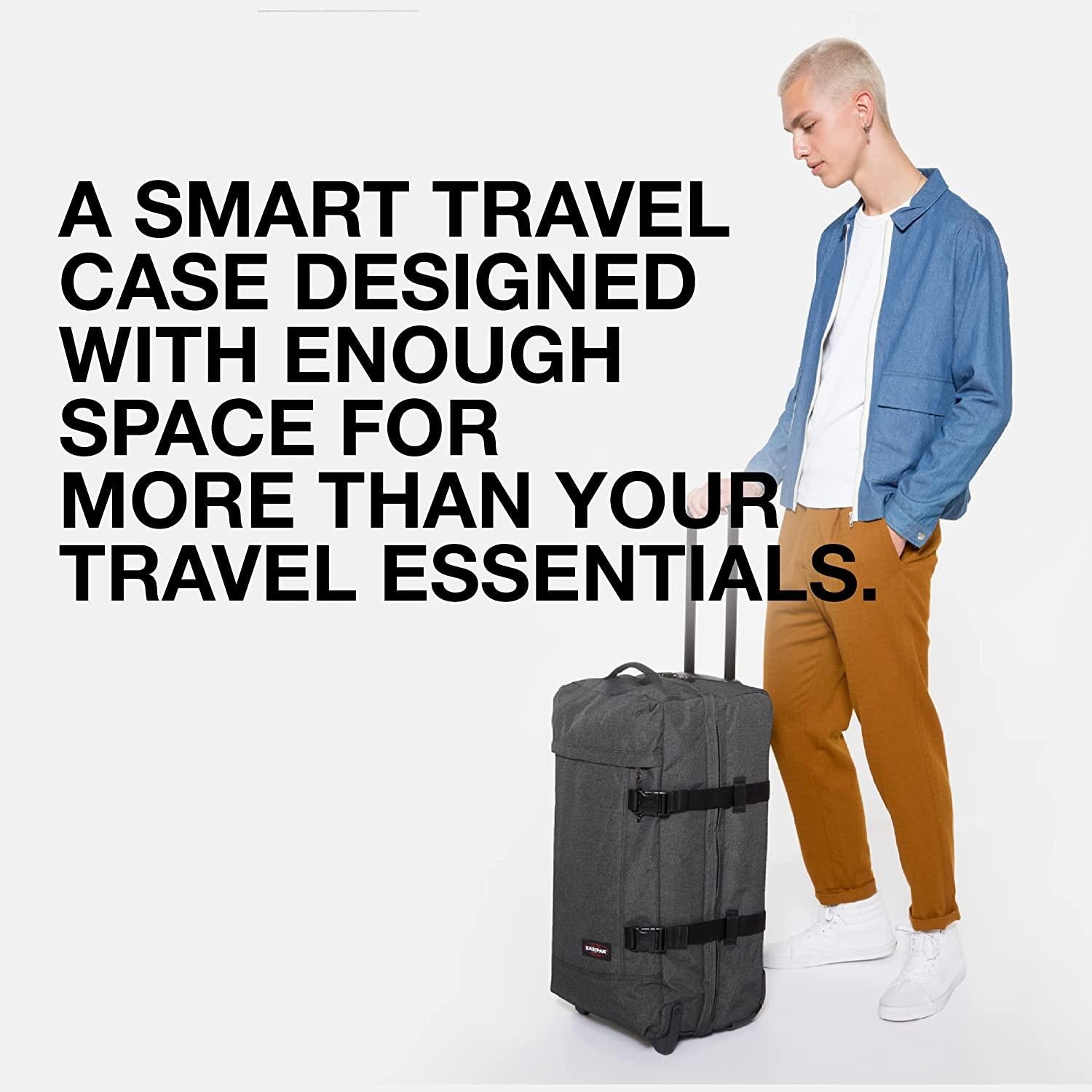 Tranverz - Suitcase with Wheels - Rolling Luggage for Travel with TSA Lock, 2 Wheels, 2 Compartments, and Compression Straps - M, Black Denim