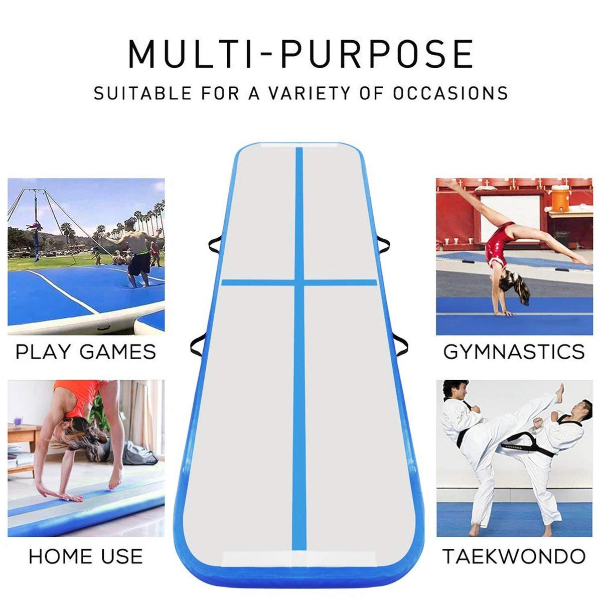 Fbsport Blue 4m/13ft 8in Thick Inflatable Air Track Tumbling Gymnastic Mat Floor Home Training W/ Pump