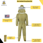 beeprogear ultra ventilated suit round veil brown | bee keeping suit with round veil hat (xx-large)