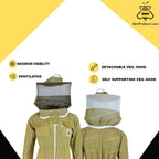 beeprogear ultra ventilated suit round veil brown | bee keeping suit with round veil hat (xx-large)