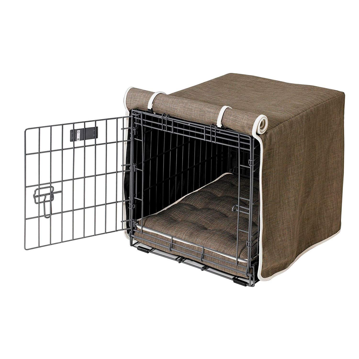 Bowsers Luxury Diam Microvelvet Dog Crate Cover Color: Driftwood, Size: Lar(23" H x 36" W x 25" D)