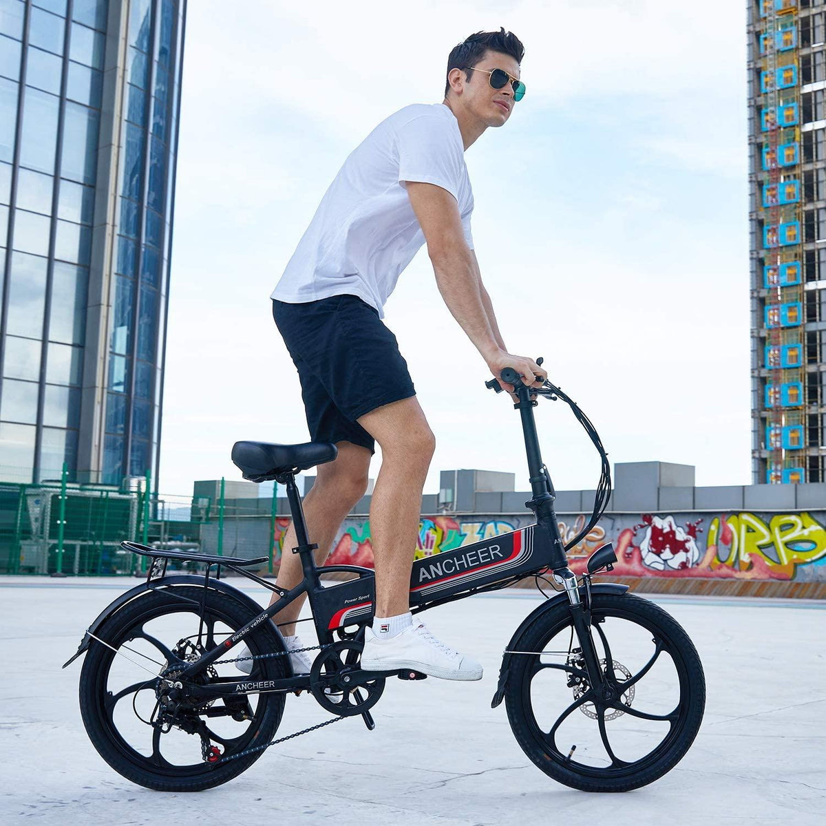 Speedrid Folding Electric Bike Ebike, 20'' Electric Commuter Bicycle with 10.4AH Removable Lithium-Ion Battery, 48V 350W Motor and Professional Rear 7 Speed Gear