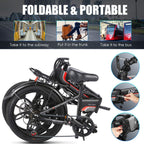 Speedrid Folding Electric Bike Ebike, 20'' Electric Commuter Bicycle with 10.4AH Removable Lithium-Ion Battery, 48V 350W Motor and Professional Rear 7 Speed Gear