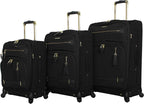 er Luggage Collection - 3 Piece Softside Expandable Lightweight Spinner Suitcase Set - Travel Set includes 20 Inch Carry on, 24 Inch &amp; 28-Inch Checked Suitcases (Black Grey)
