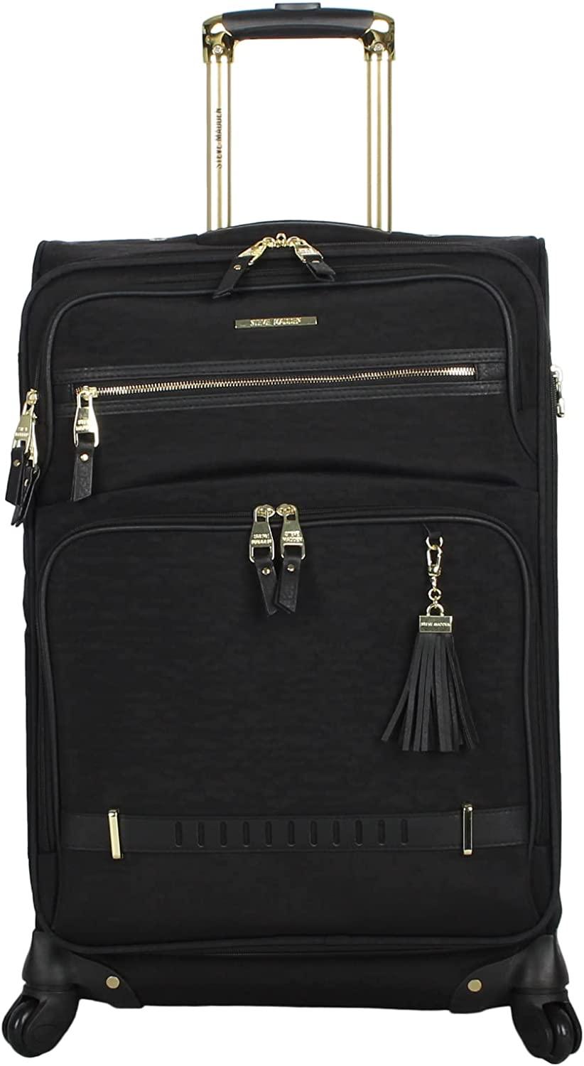 er Luggage Collection - 3 Piece Softside Expandable Lightweight Spinner Suitcase Set - Travel Set includes 20 Inch Carry on, 24 Inch &amp; 28-Inch Checked Suitcases (Black Grey)