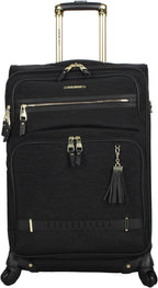 er Luggage Collection - 3 Piece Softside Expandable Lightweight Spinner Suitcase Set - Travel Set includes 20 Inch Carry on, 24 Inch &amp; 28-Inch Checked Suitcases (Black Grey)