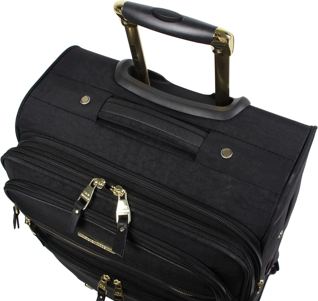 er Luggage Collection - 3 Piece Softside Expandable Lightweight Spinner Suitcase Set - Travel Set includes 20 Inch Carry on, 24 Inch &amp; 28-Inch Checked Suitcases (Black Grey)