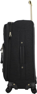 er Luggage Collection - 3 Piece Softside Expandable Lightweight Spinner Suitcase Set - Travel Set includes 20 Inch Carry on, 24 Inch &amp; 28-Inch Checked Suitcases (Black Grey)