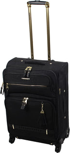 er Luggage Collection - 3 Piece Softside Expandable Lightweight Spinner Suitcase Set - Travel Set includes 20 Inch Carry on, 24 Inch &amp; 28-Inch Checked Suitcases (Black Grey)