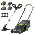 40V(2x20V) 17-inch Electric Lawn Mower and 12-Inch Cordless Weed Wacker Combo with 2x4.0Ah Batteries and Dual Chargers