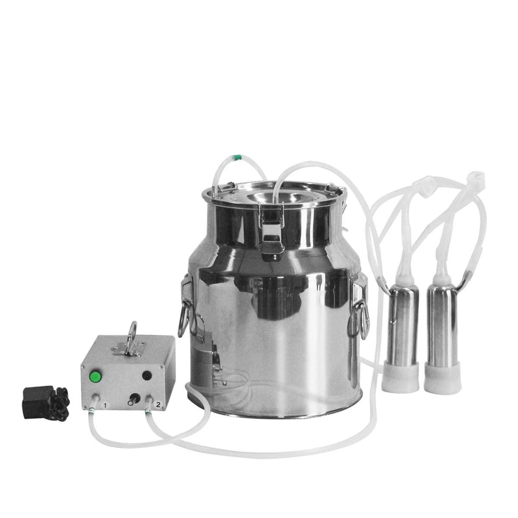 electric milking machine,24w electric pulsating pump milker,14l automatic stainless steel livestock milking equipment,portable impulse milking supplies vacuum pump milker for cows goats sheep