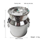 electric milking machine,24w electric pulsating pump milker,14l automatic stainless steel livestock milking equipment,portable impulse milking supplies vacuum pump milker for cows goats sheep