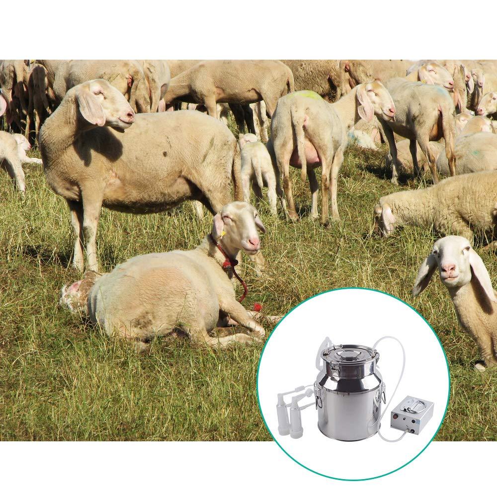 electric milking machine,24w electric pulsating pump milker,14l automatic stainless steel livestock milking equipment,portable impulse milking supplies vacuum pump milker for cows goats sheep