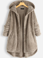 Winter Solid Color Hooded Single-breasted Plush Jacket In The Long Section Loose