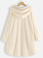 Winter Solid Color Hooded Single-breasted Plush Jacket In The Long Section Loose