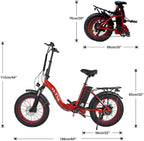 Folding Electric Bike for Adults, Fat Tire 20" Bike Electric, 750W Motor 48V 13AH Removable Battery Electric Bicycles, Beach Snow Hunting High Speed 7-Speed Gear E-Bikes for Women Men
