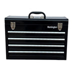 Portable Metal Tool Chest with 4 Drawers, 20" 4-Drawer Tool Chest Cabinet with Ball Bearing Drawer Slides, Steel Tool StoraBox Organizer 4004 Black