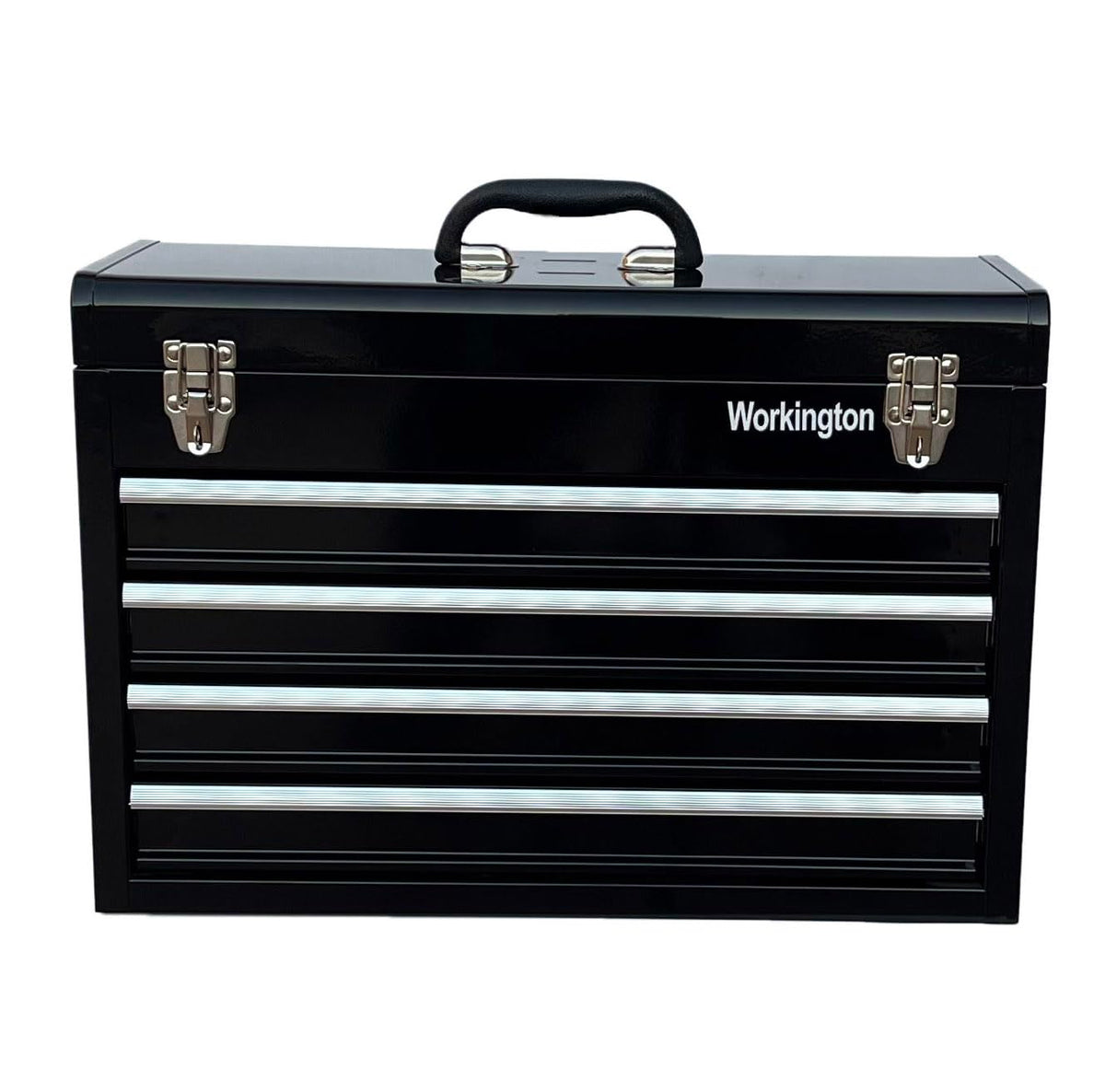 Portable Metal Tool Chest with 4 Drawers, 20" 4-Drawer Tool Chest Cabinet with Ball Bearing Drawer Slides, Steel Tool StoraBox Organizer 4004 Black