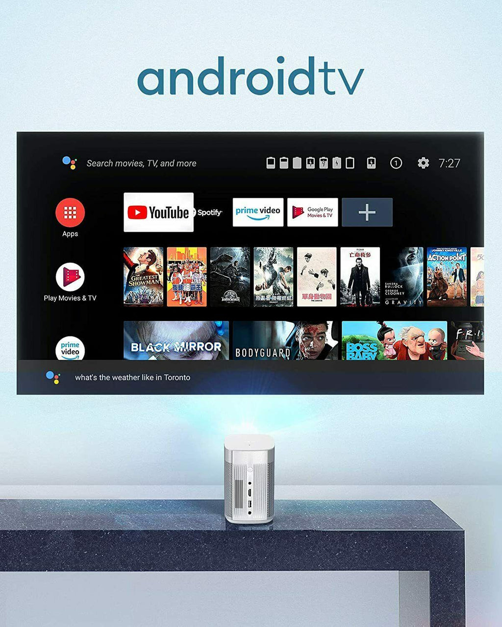 xgimi mogo pro,1080p full hd, 300"  portable projector google android tv
