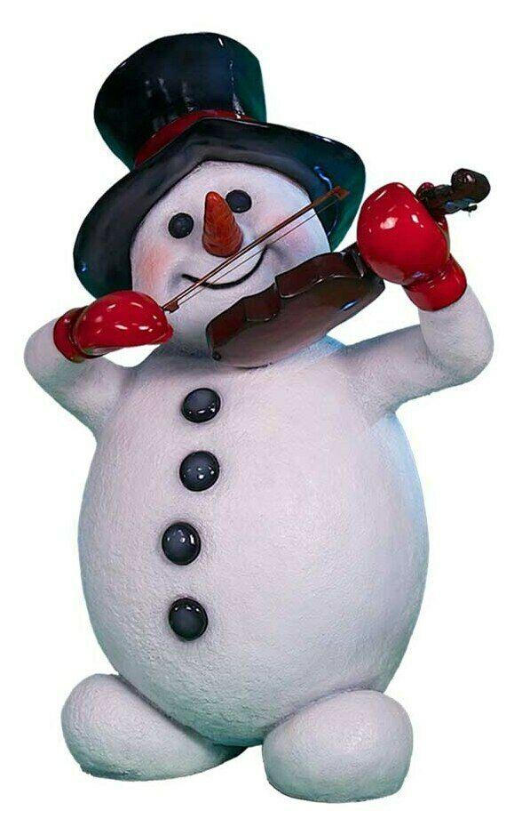 Christmas Decor -Snowman with Violin Statue