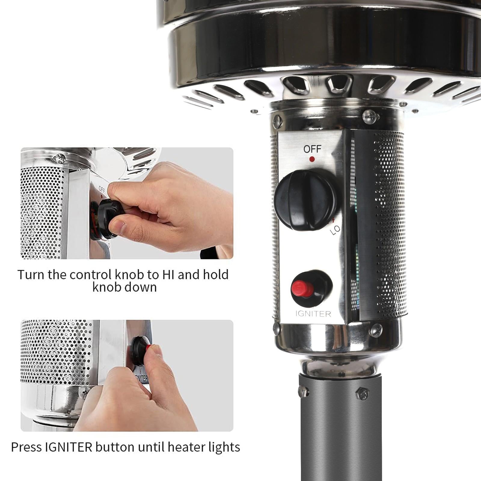 DJKDJL Outdoor Patio Heater With Wheels,Propane 46,000 BTU Premium Outdoor Patio Heater, Gray, 77*46*46cm
