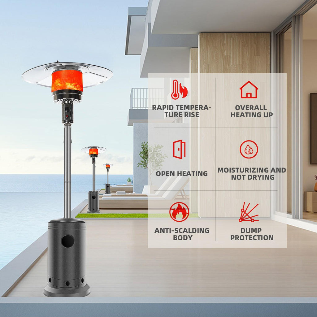 DJKDJL Outdoor Patio Heater With Wheels,Propane 46,000 BTU Premium Outdoor Patio Heater, Gray, 77*46*46cm