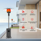 DJKDJL Outdoor Patio Heater With Wheels,Propane 46,000 BTU Premium Outdoor Patio Heater, Gray, 77*46*46cm