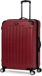 Renegade 28” Check Size Expandable Luggage Lightweight Hardside 8-Wheel Spinner Travel Suitcase Bag, Scarlet Red, inch