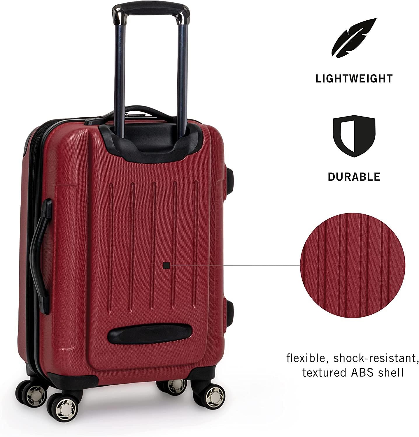 Renegade 28” Check Size Expandable Luggage Lightweight Hardside 8-Wheel Spinner Travel Suitcase Bag, Scarlet Red, inch