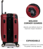 Renegade 28” Check Size Expandable Luggage Lightweight Hardside 8-Wheel Spinner Travel Suitcase Bag, Scarlet Red, inch