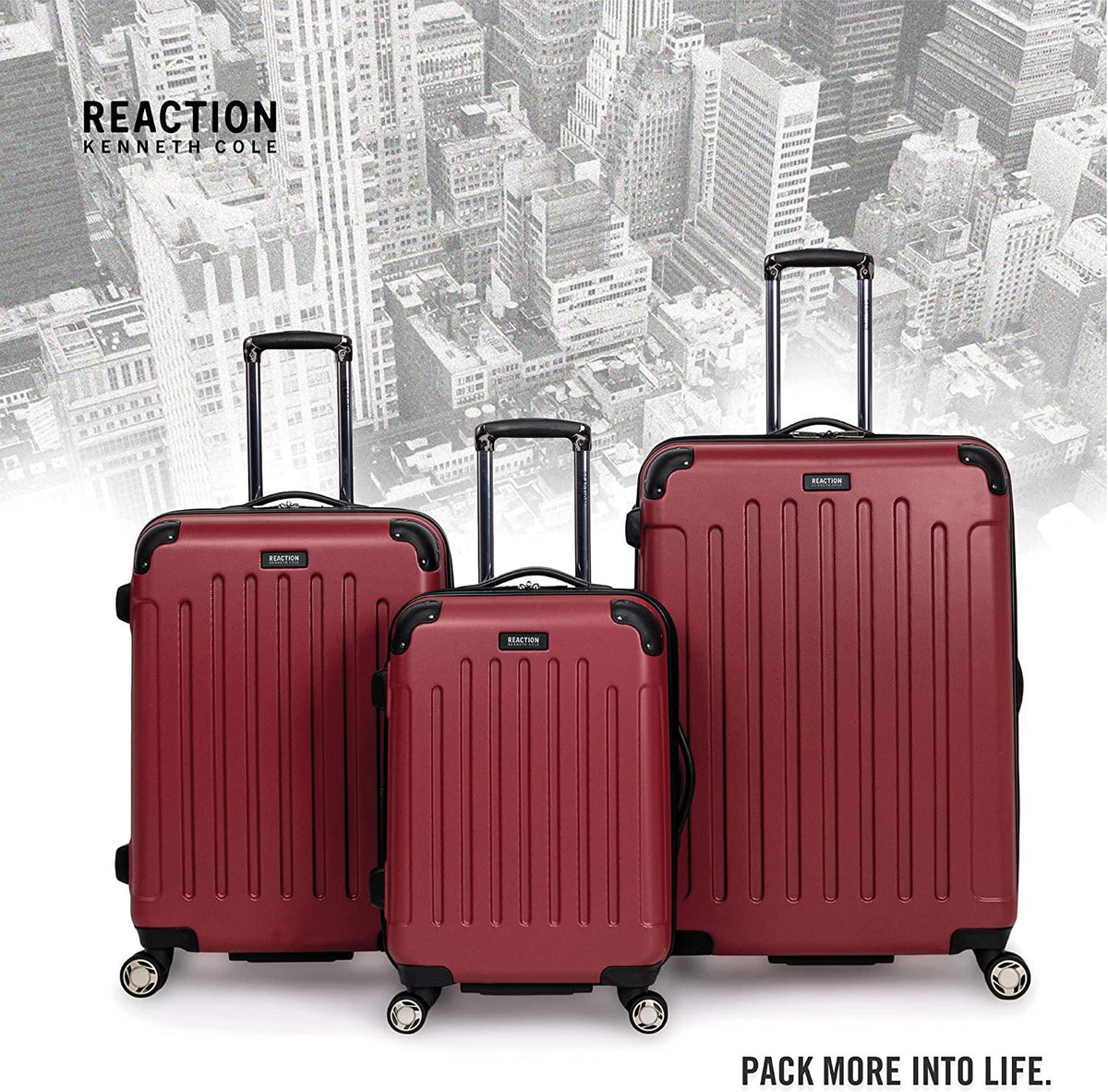 Renegade 28” Check Size Expandable Luggage Lightweight Hardside 8-Wheel Spinner Travel Suitcase Bag, Scarlet Red, inch