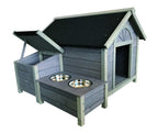 Seny Outdoor Wooden LarDog House Dog Kennel with Dog Bowls W42xD39xH30 inch