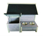 Seny Outdoor Wooden LarDog House Dog Kennel with Dog Bowls W42xD39xH30 inch