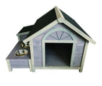 Seny Outdoor Wooden LarDog House Dog Kennel with Dog Bowls W42xD39xH30 inch