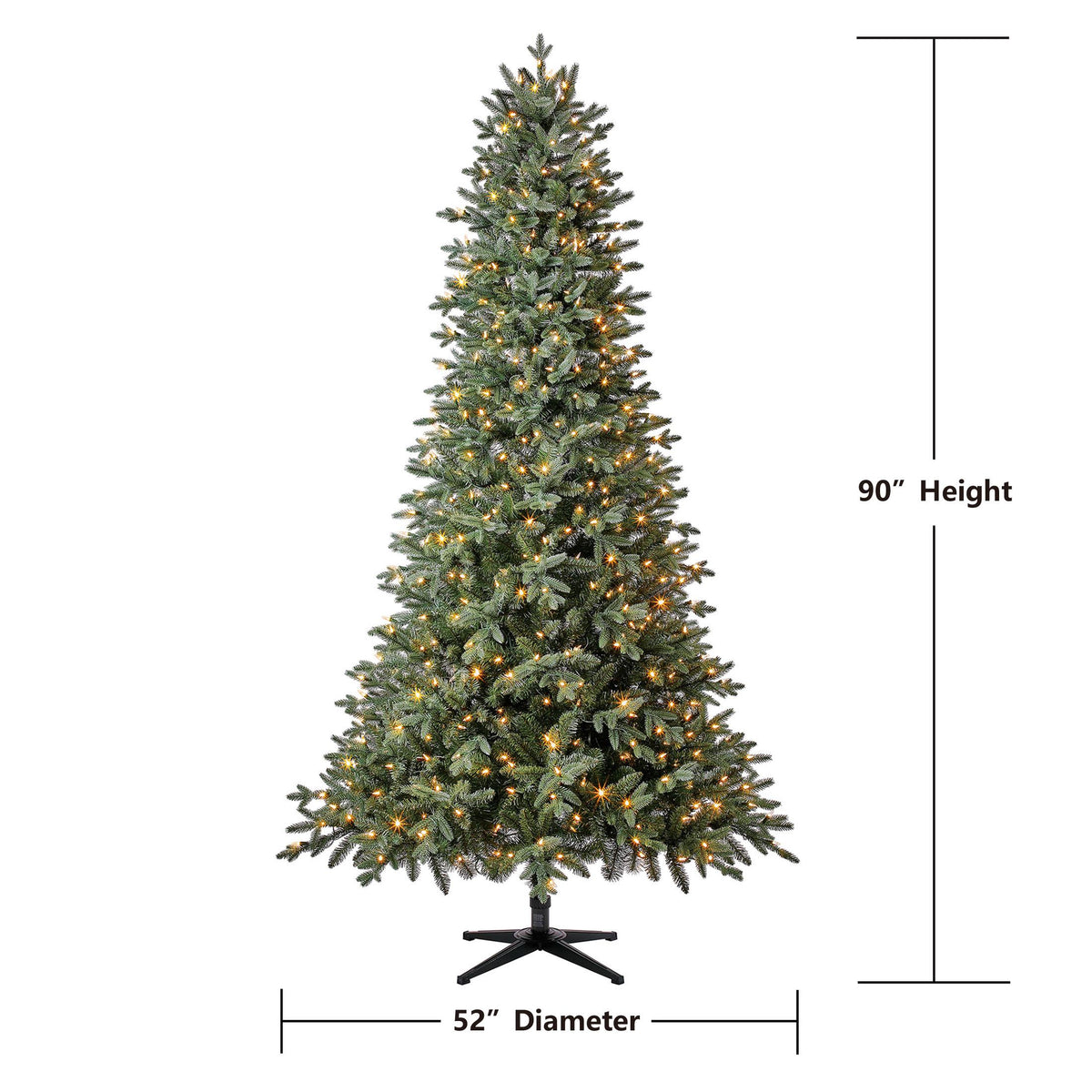 Holiday Time Clear Prelit LED Green Hinged Full Christmas Tree, 7.5'