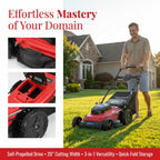 20" Self Propelled Cordless Lawn Mower,40V 2x4.0 Ah Battery Lawn Mower with Dual Battery Slots &amp; Steel Deck, 3-in-1 Walk-Behind Mower (Bagging/Mulching), Space Saving Foldable