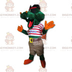 BIGGYMONKEYMascot Costume Green Crocodile In Pirate Outfit