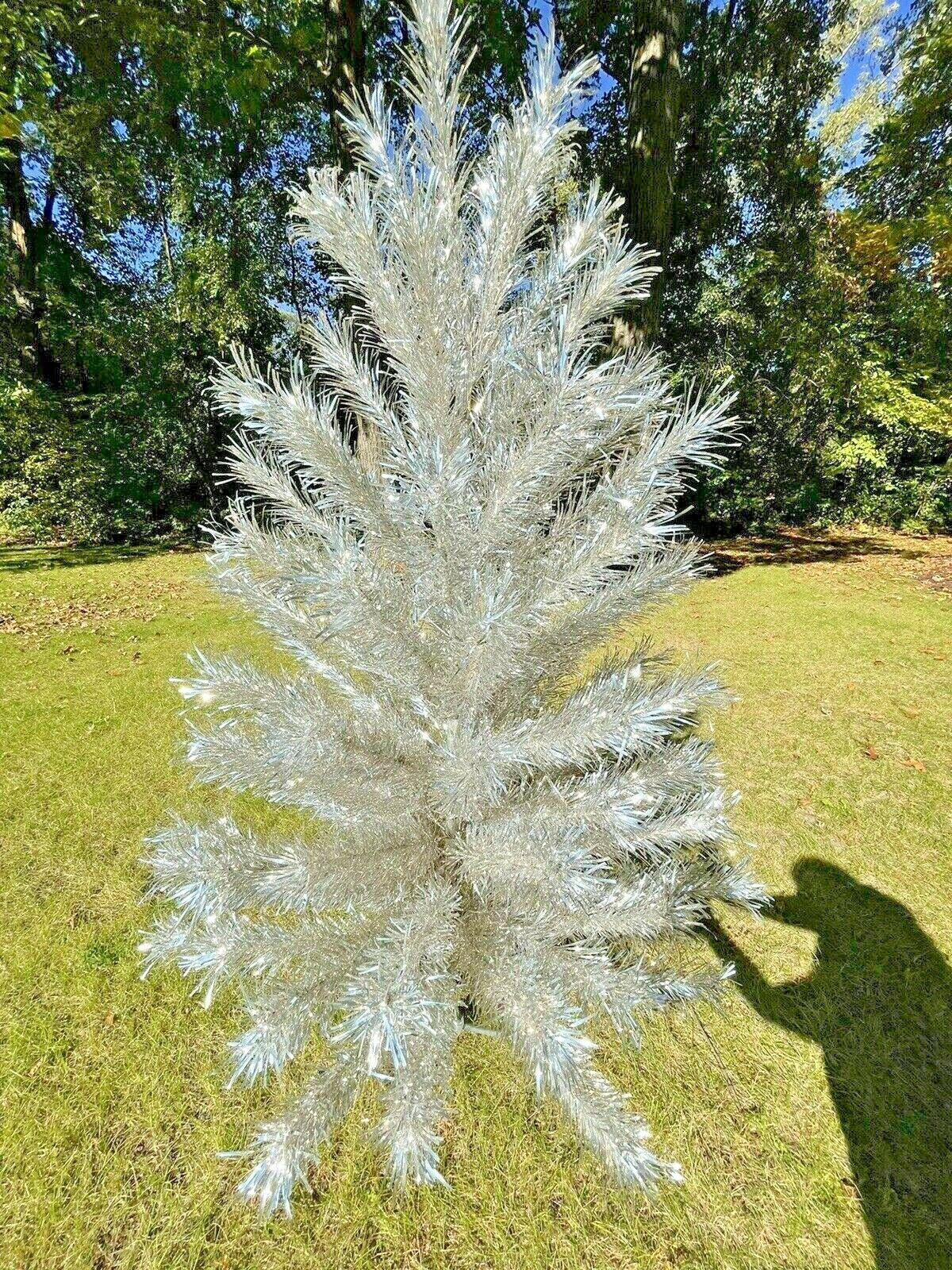 Silver Aluminum Sapphire Regal 7 ft Christmas Taper Tree Curl &amp;Twist