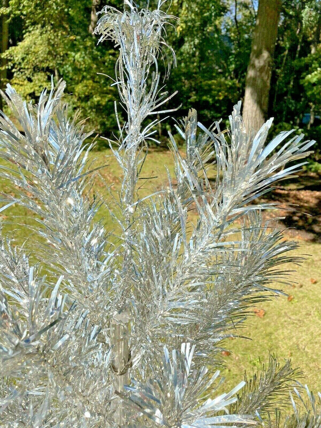 Silver Aluminum Sapphire Regal 7 ft Christmas Taper Tree Curl &amp;Twist