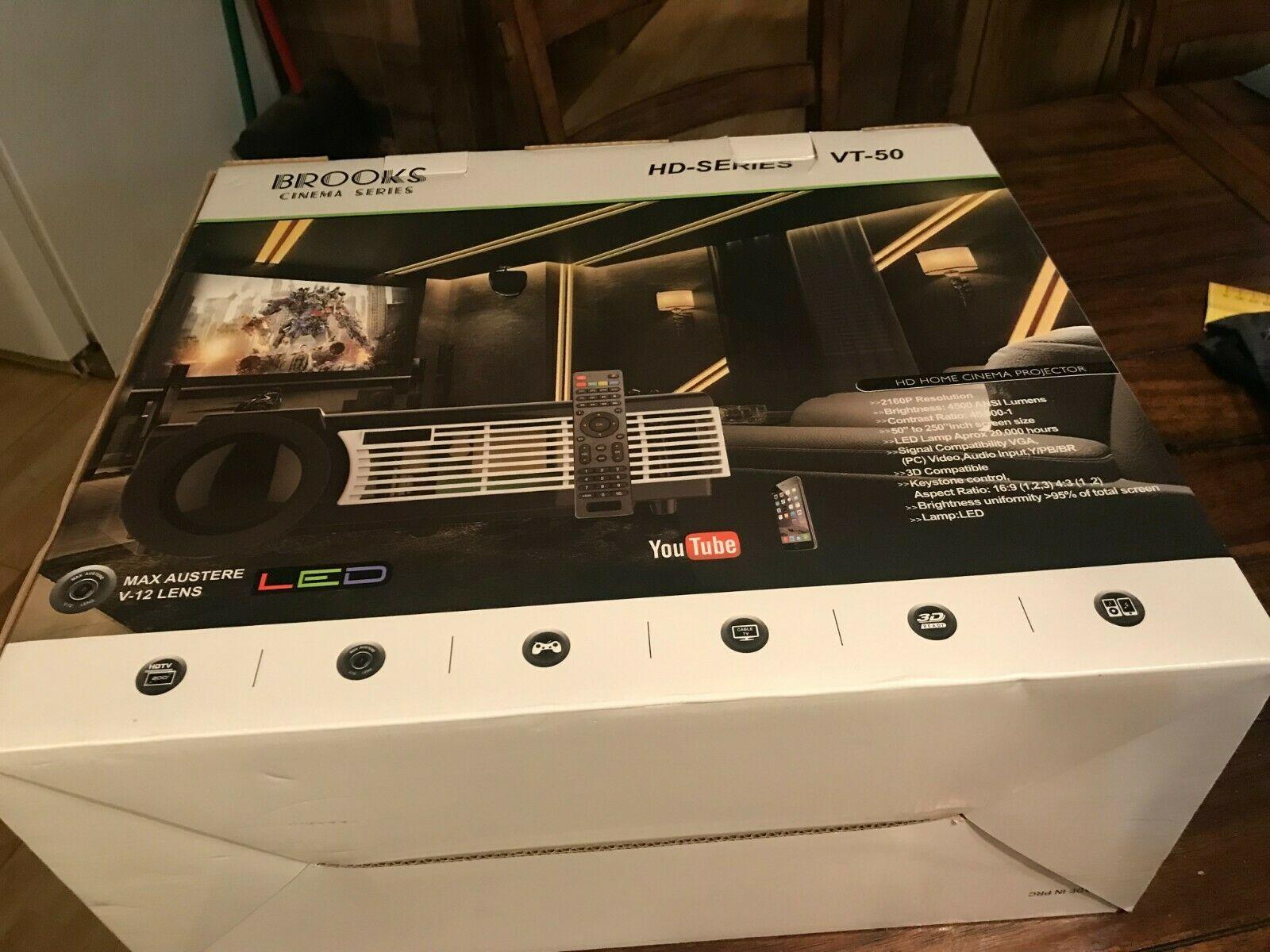 brooks audio vt-50 cinema series projector 3d 4k digital 50" to 250" screen size