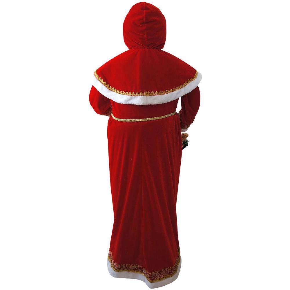 58 in. Christmas Dancing Mrs. Claus with Hooded Cloak and Gift Basket