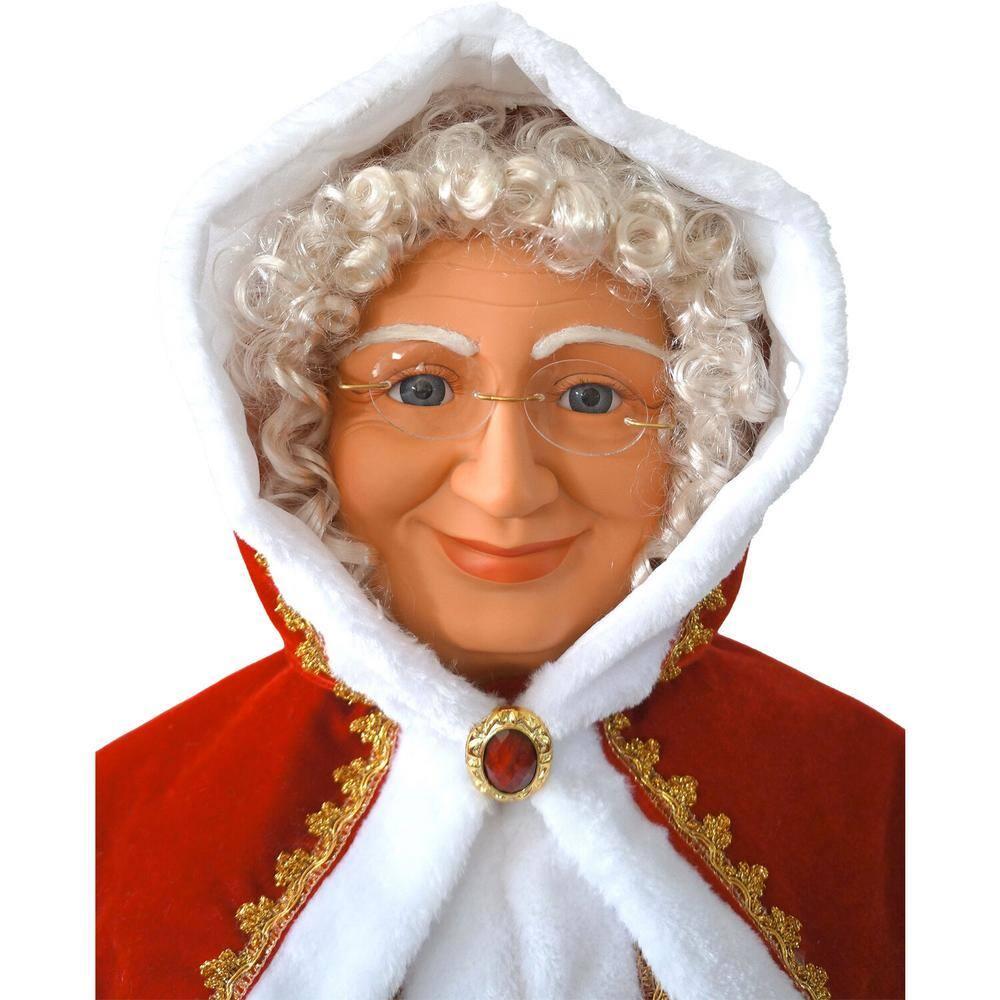 58 in. Christmas Dancing Mrs. Claus with Hooded Cloak and Gift Basket